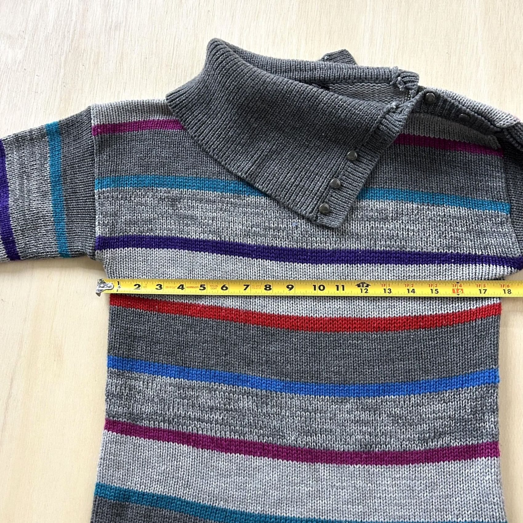 Vintage VINTAGE Gitano Sweater Dress Womens Large Gray Striped Cowl Neck Long Sleeve Size L / US 10 / IT 46 - 4 Thumbnail