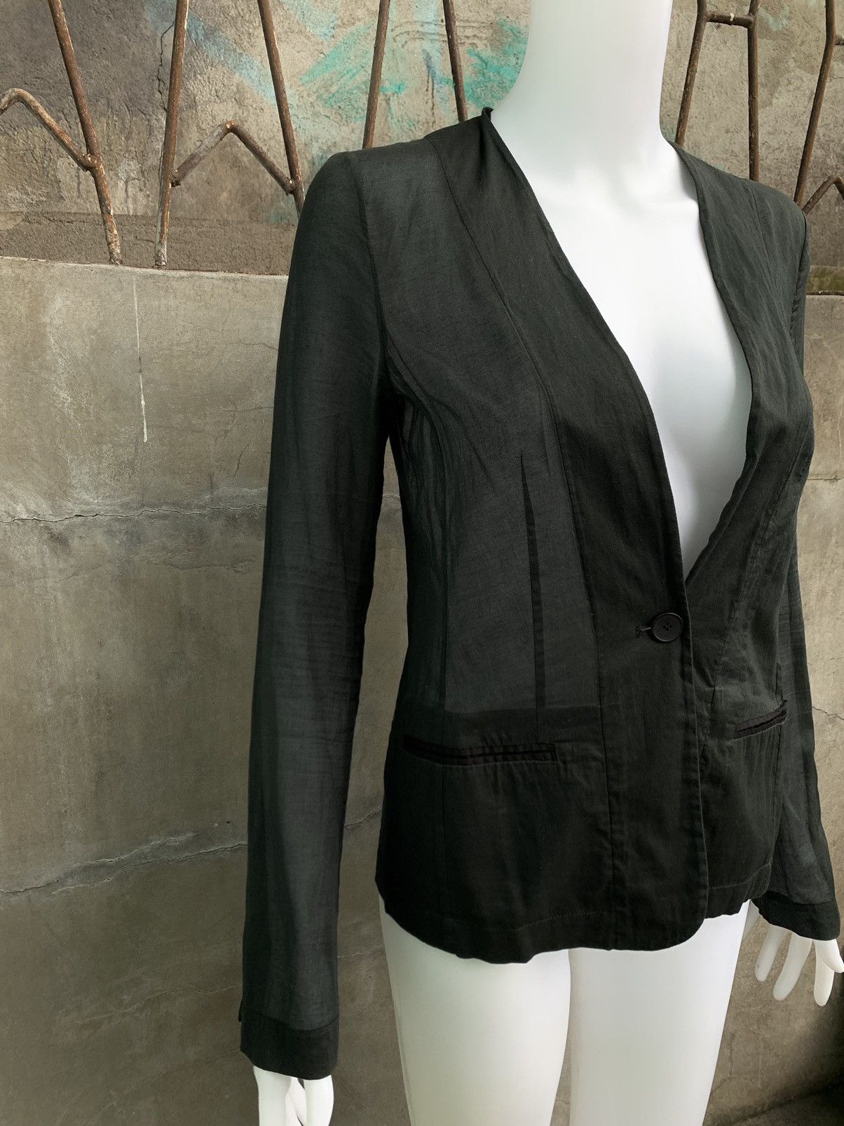 MM6 SS14 Collarless Single Button Blazer