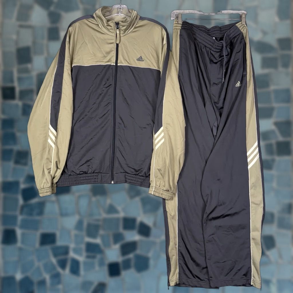 Adidas VINTAGE Adidas Track Suit Mens L Jacket Pants Set Y2K Military Green Hip Hop Size 42R - 1 Thumbnail