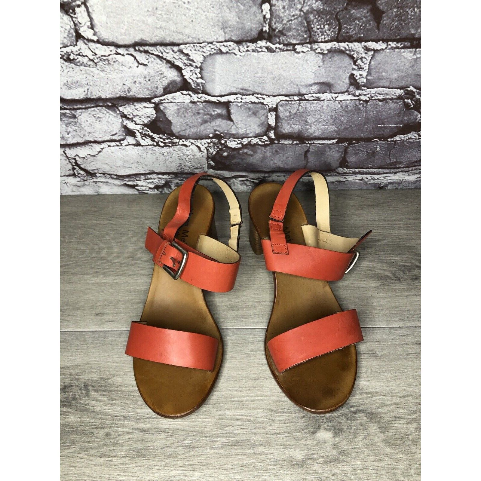 Other Mara Mei Orange Leather Ankle Strap Stacked Heeled Sandals W Size US 7.5 / IT 37.5 - 23 Thumbnail