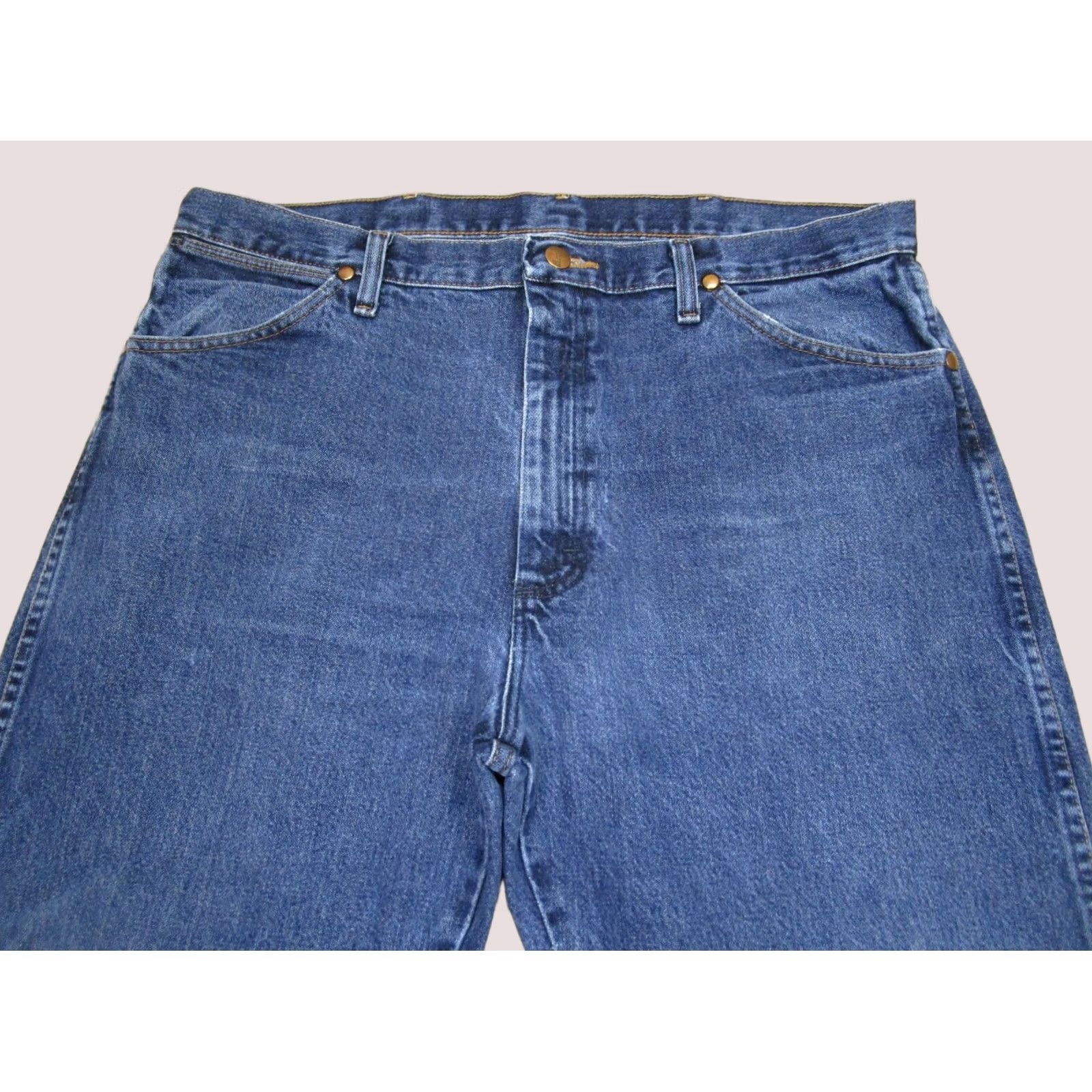 Wrangler Wrangler Jeans Men 36x32 Dark Wash Cowboy Cut Original Fit Western Pants Dark Wrangler Logo 5-Pocket Denim Jeans Mens Regular Fit Blue Size US 36 / EU 52 - 1 Thumbnail