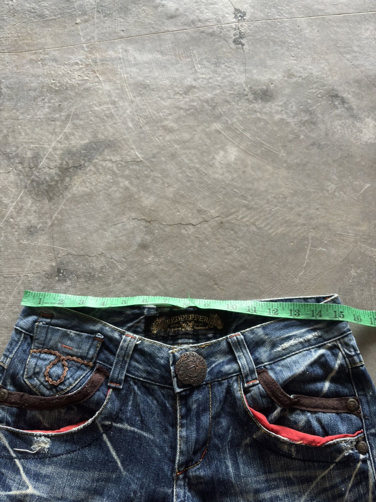 If Six Was Nine RED PEPPER super flare japanese denim washed low rise punk Size US 30 / EU 46 - 21 Thumbnail
