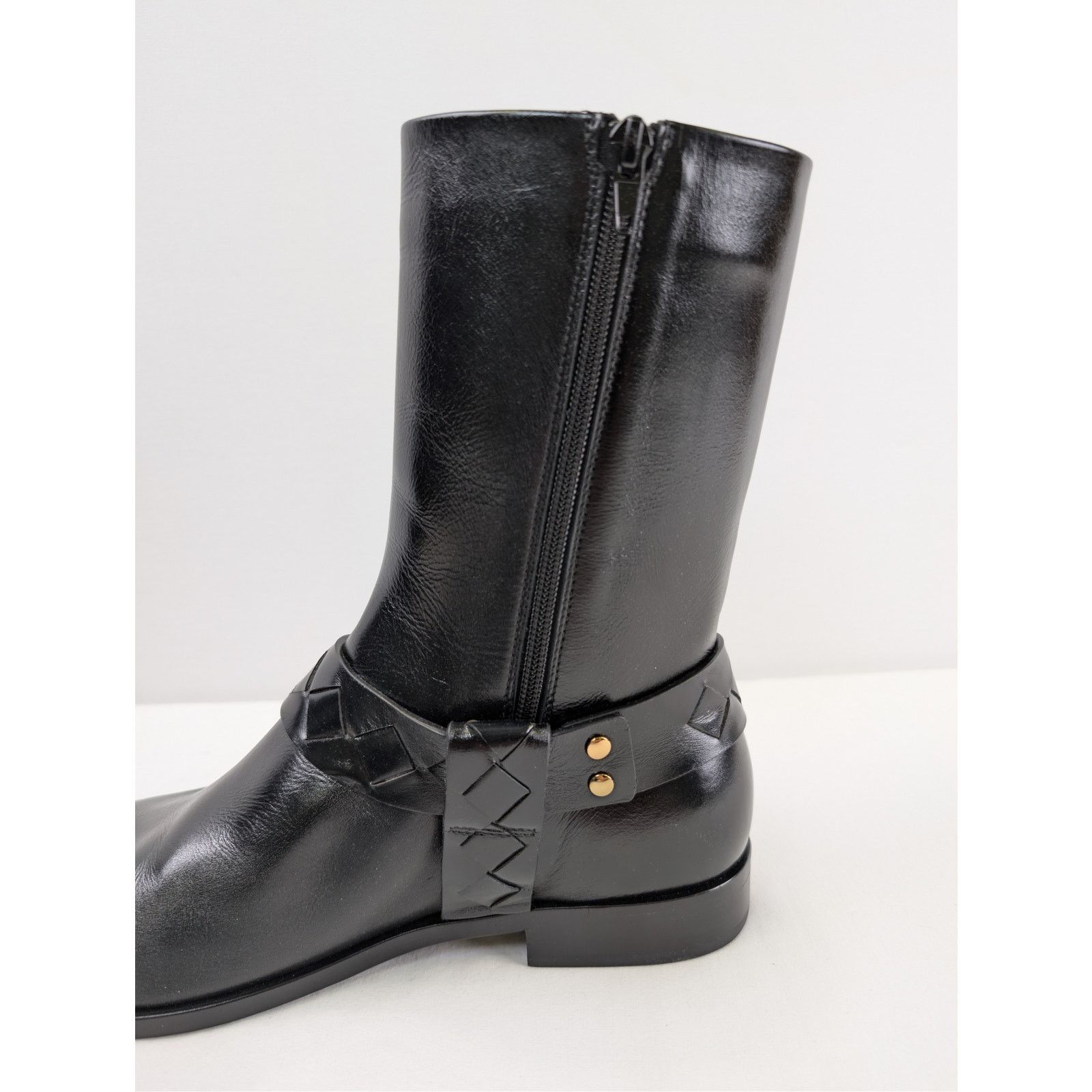 Bottega Veneta o1rshd1 Intrecciato-Woven Harness-Style Ankle Strap Hi Boots Size US 9 / EU 42 - 11 Thumbnail