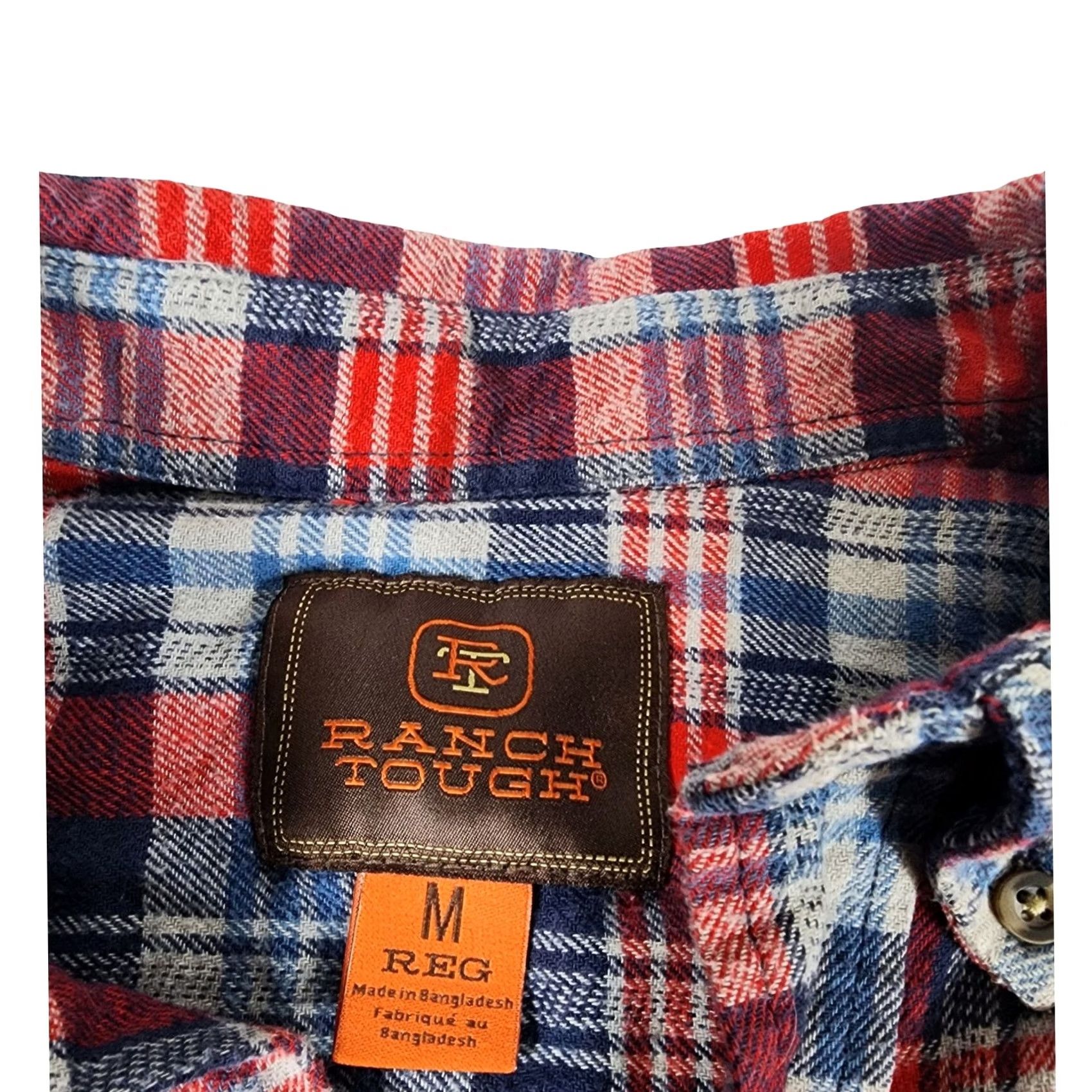 Vintage Ranch Tough Plaid Flannel Shirt Mens Medium Red White Blue Long Sleeve Cotton Button-Up Shirt Size US M / EU 48-50 / 2 - 2 Thumbnail