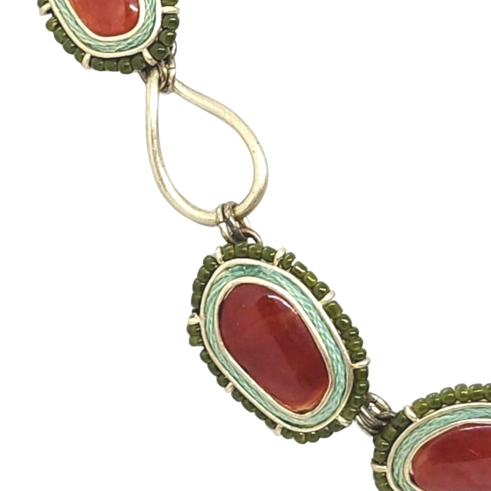 Other Vintage Liz Claiborne Red and Green Stone Necklace Size ONE SIZE - 3 Thumbnail