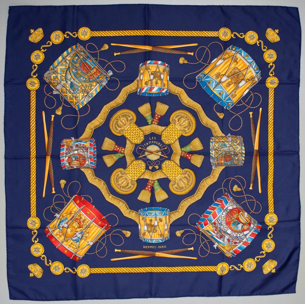 Hermes HERMES Carre Scarf LES TAMBOURS Drum Motif Silk Size ONE SIZE - 1 Thumbnail