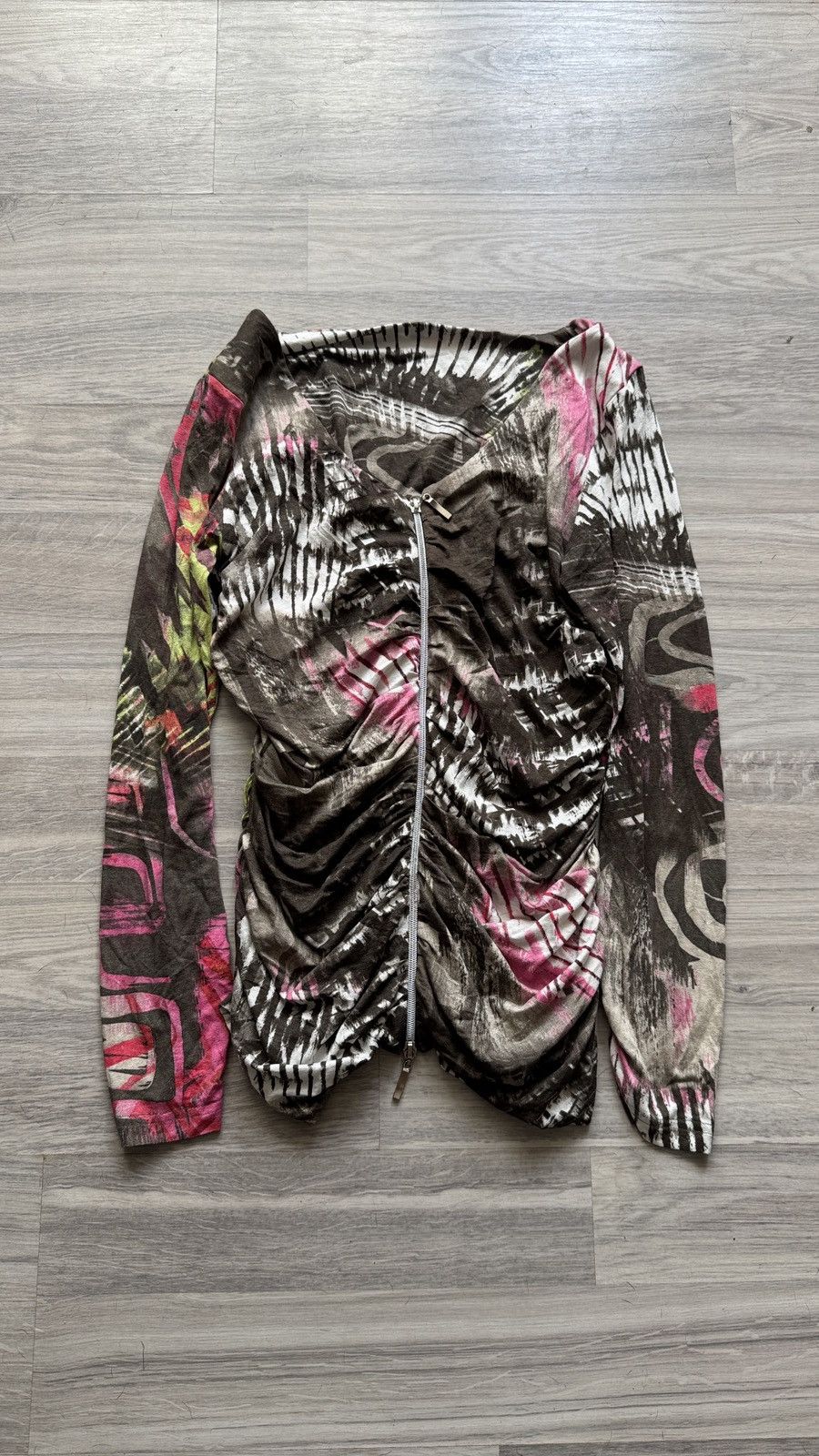 Hysteric Glamour Y2K Deconstructed Abstract Print High Fashion Zip Jacket Size M / US 6-8 / IT 42-44 - 6 Thumbnail