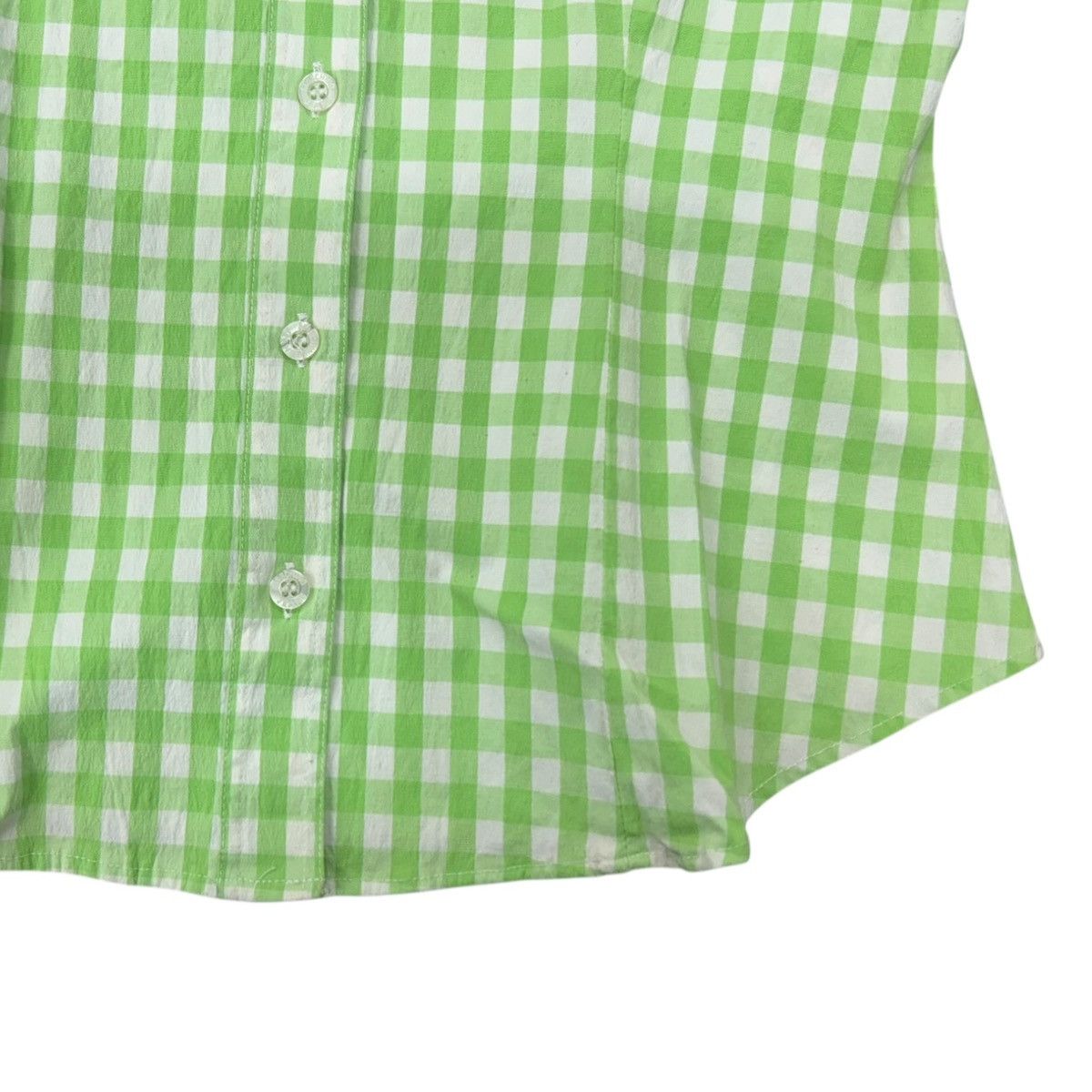 Moschino MOSCHINO Womens green gingham button up shirt Size 46 Size L / US 10 / IT 46 - 6 Thumbnail