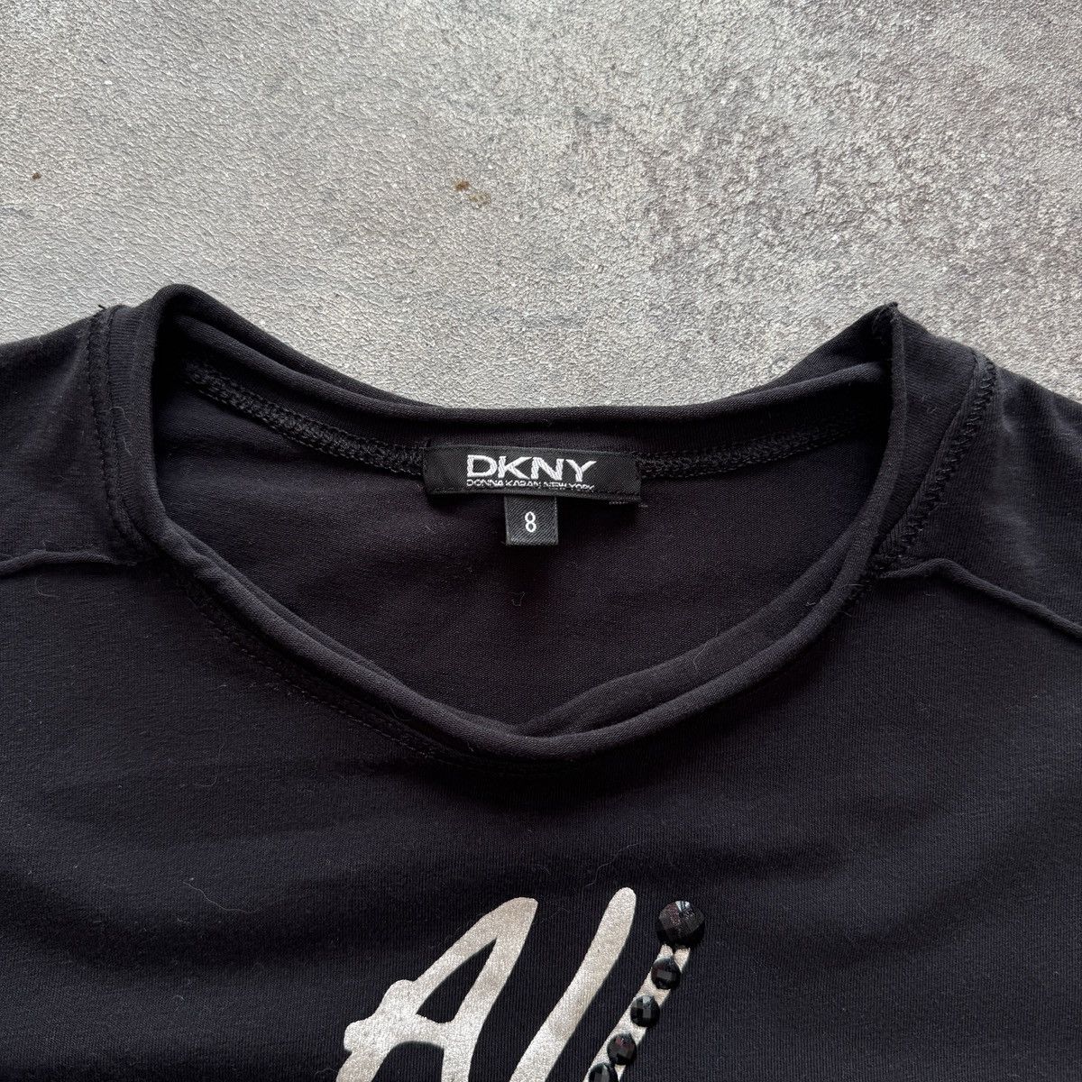 DKNY DKNY by Donna Karan 2000’s Glam Y2K Fitted T-Shirt Size S / US 4 / IT 40 - 8 Thumbnail