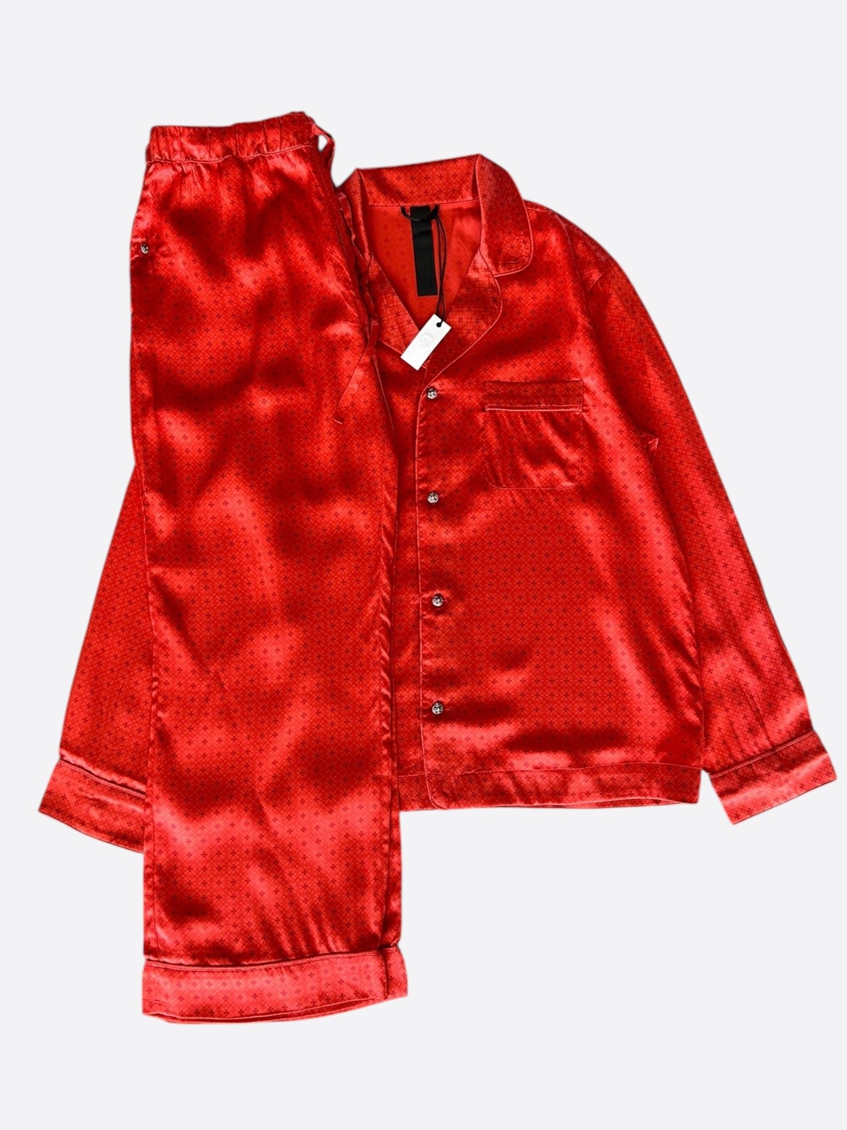 Chrome Hearts Chrome Hearts Red Cross Jacquard Silk Pajama Set Size US L / EU 52-54 / 3 - 1 Thumbnail