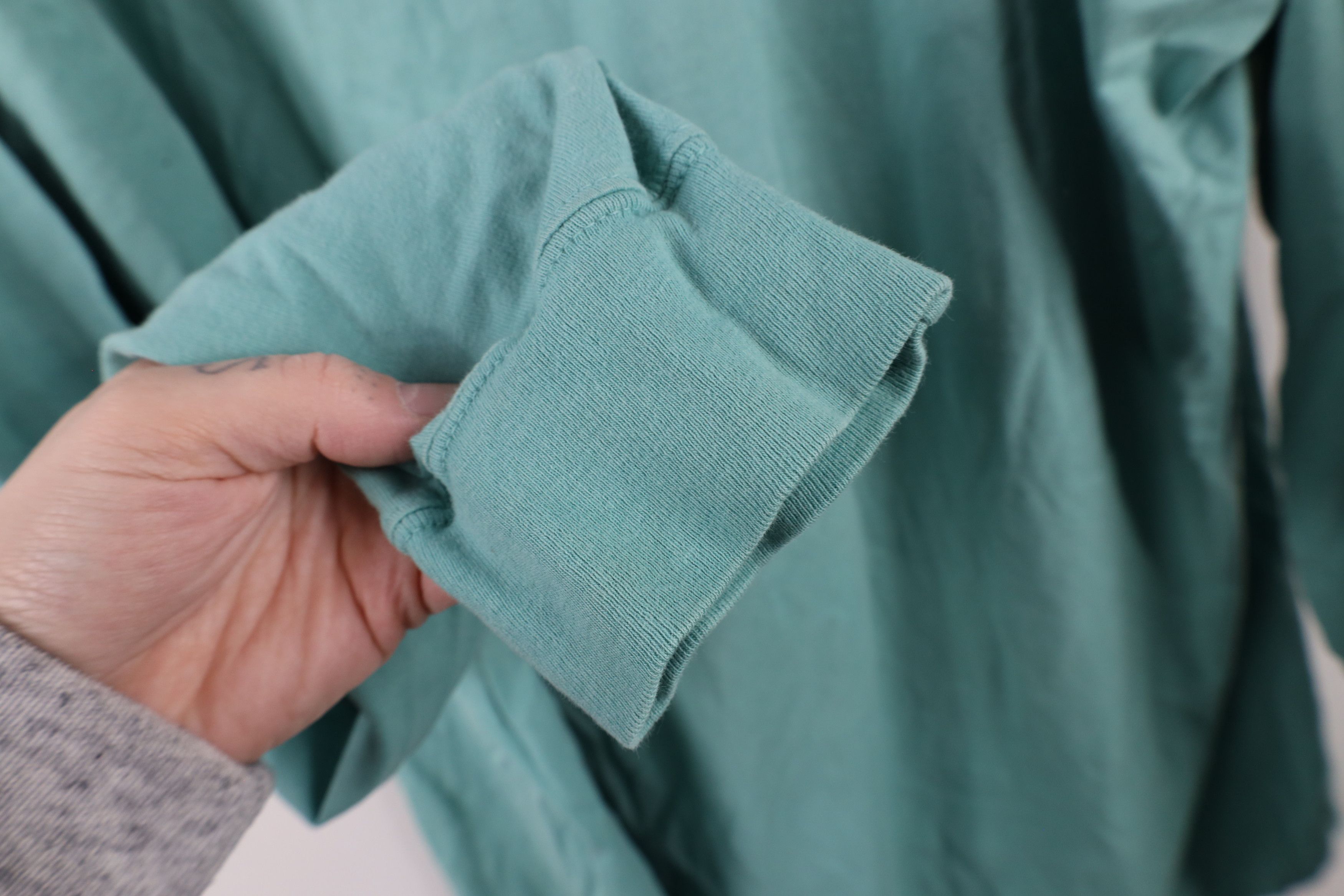Vintage Vintage 90s Streetwear Blank Long Sleeve T-Shirt Teal Cotton Size US XXL / EU 58 / 5 - 6 Thumbnail