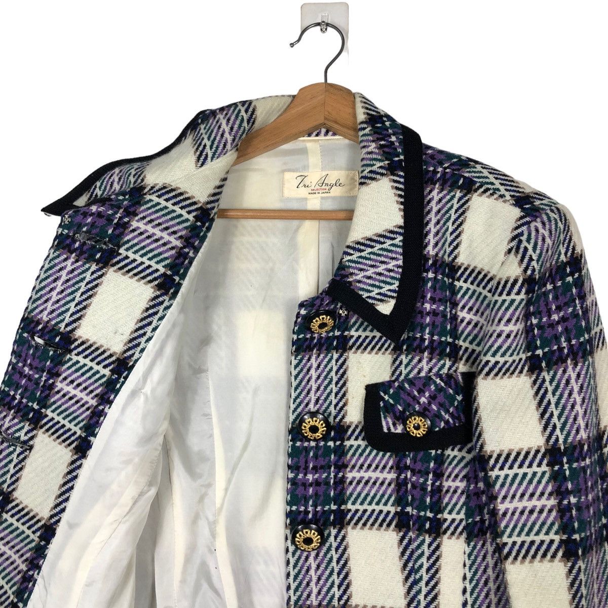 Japanese Brand Vintage Cropped Jacket Tri Angle Issey Miyake Tartan Design Size US M / EU 48-50 / 2 - 12 Thumbnail