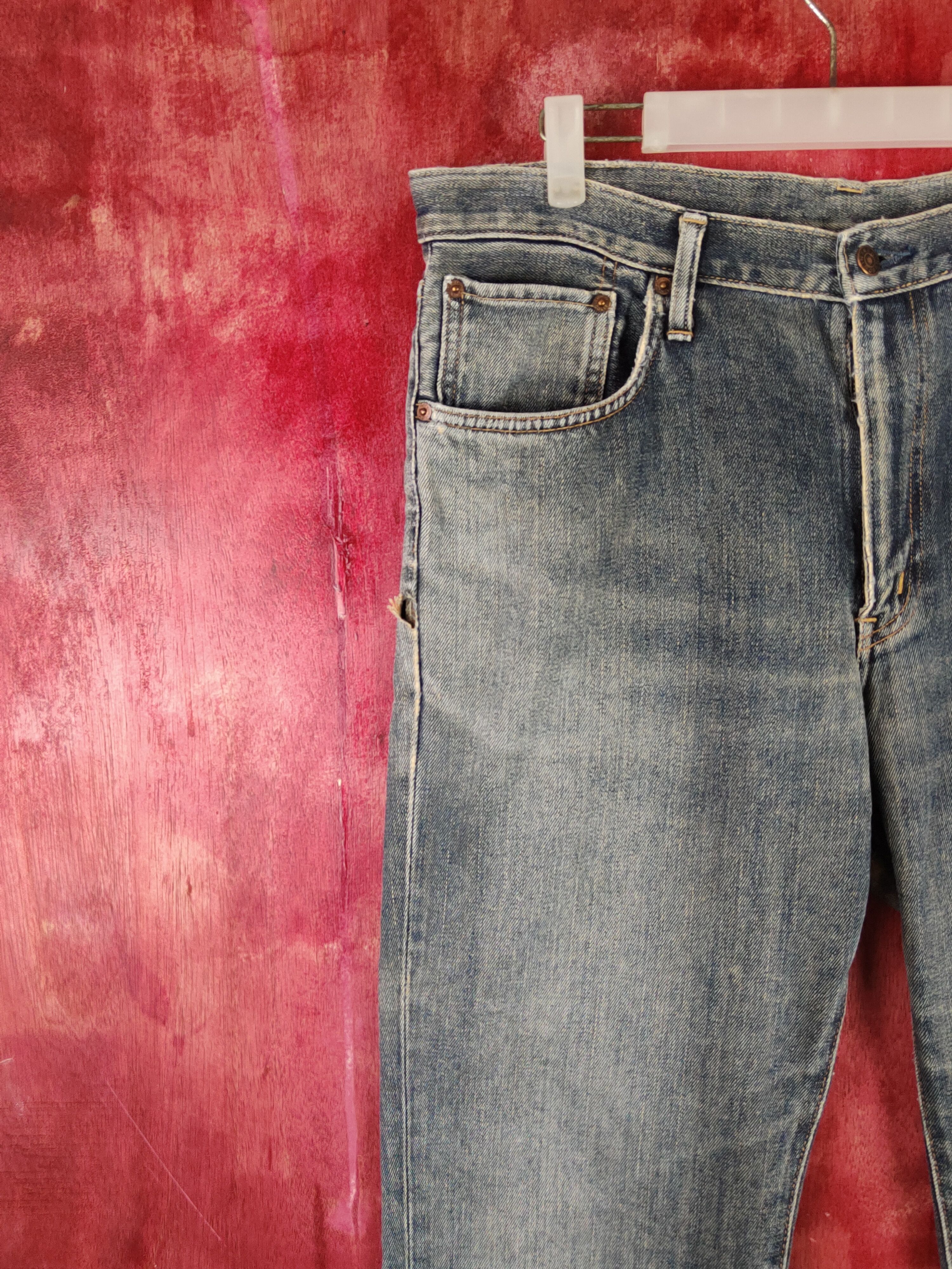 Edwin Edwin Dark Blue Faded distressed jeans Denim #S1608 Size US 35 - 3 Thumbnail