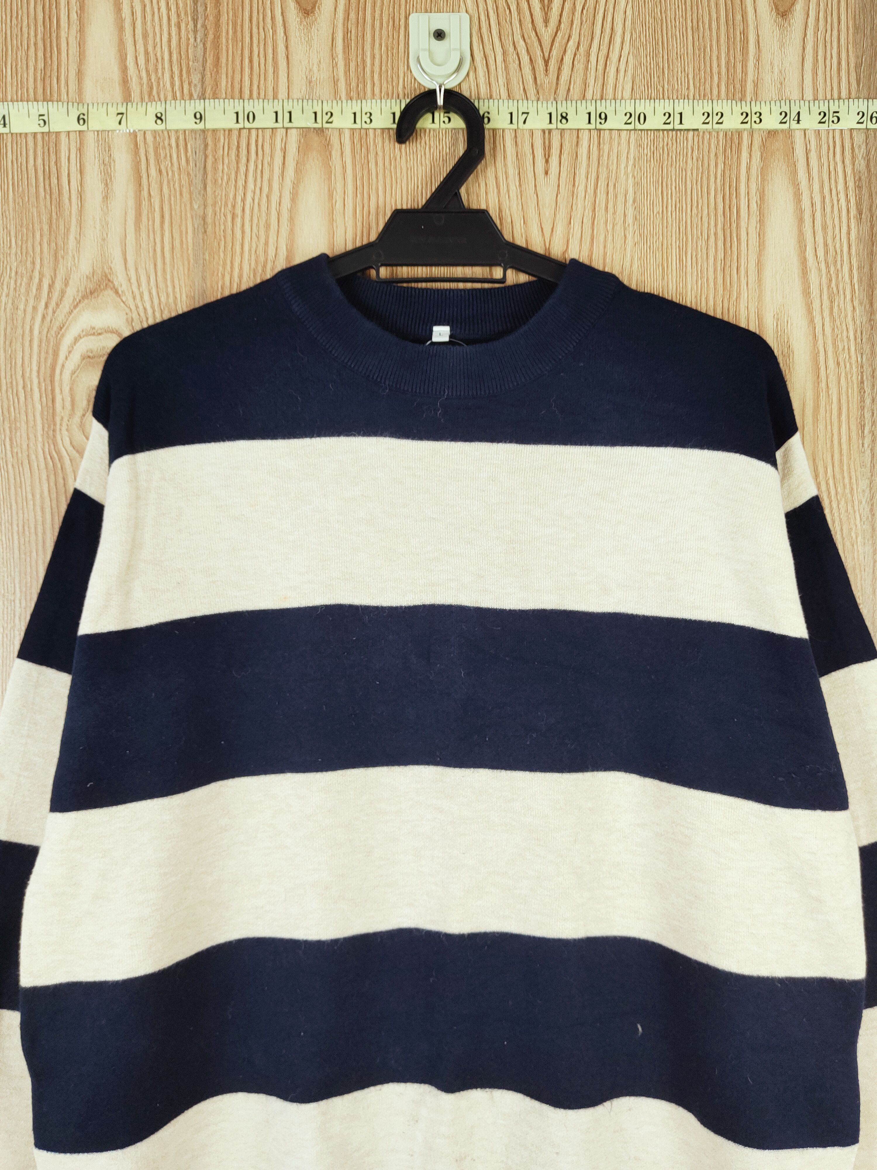 Homespun Knitwear Japane stripe Navy Knitwear sweatshirt #W347 Size L / US 10 / IT 46 - 2 Thumbnail