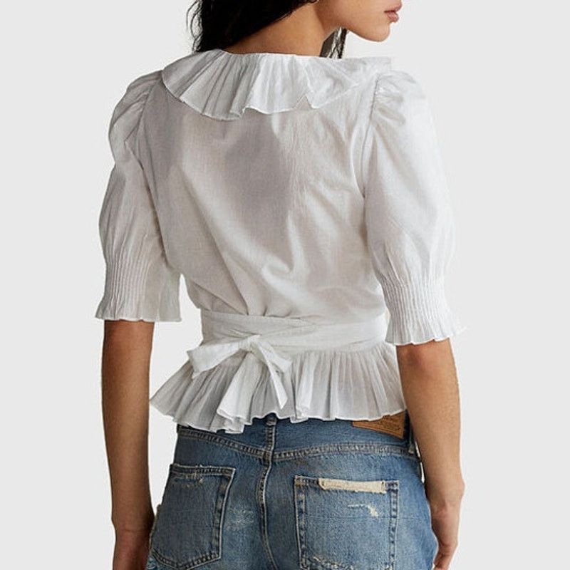 Ralph Lauren NWT Ralph Lauren White Cotton Wrap Shirt Blouse XS Size XS / US 0-2 / IT 36-38 - 2 Thumbnail