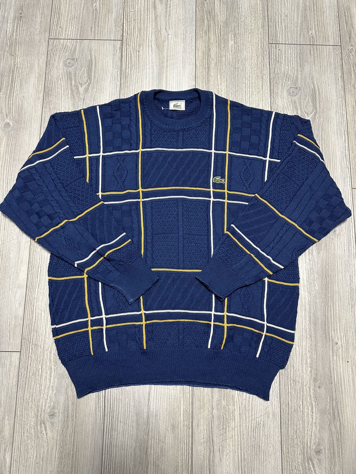 Lacoste Vintage Lacoste Wool Cabel Knit Sweater 90s Old Money Size US XXL / EU 58 / 5 - 1 Thumbnail