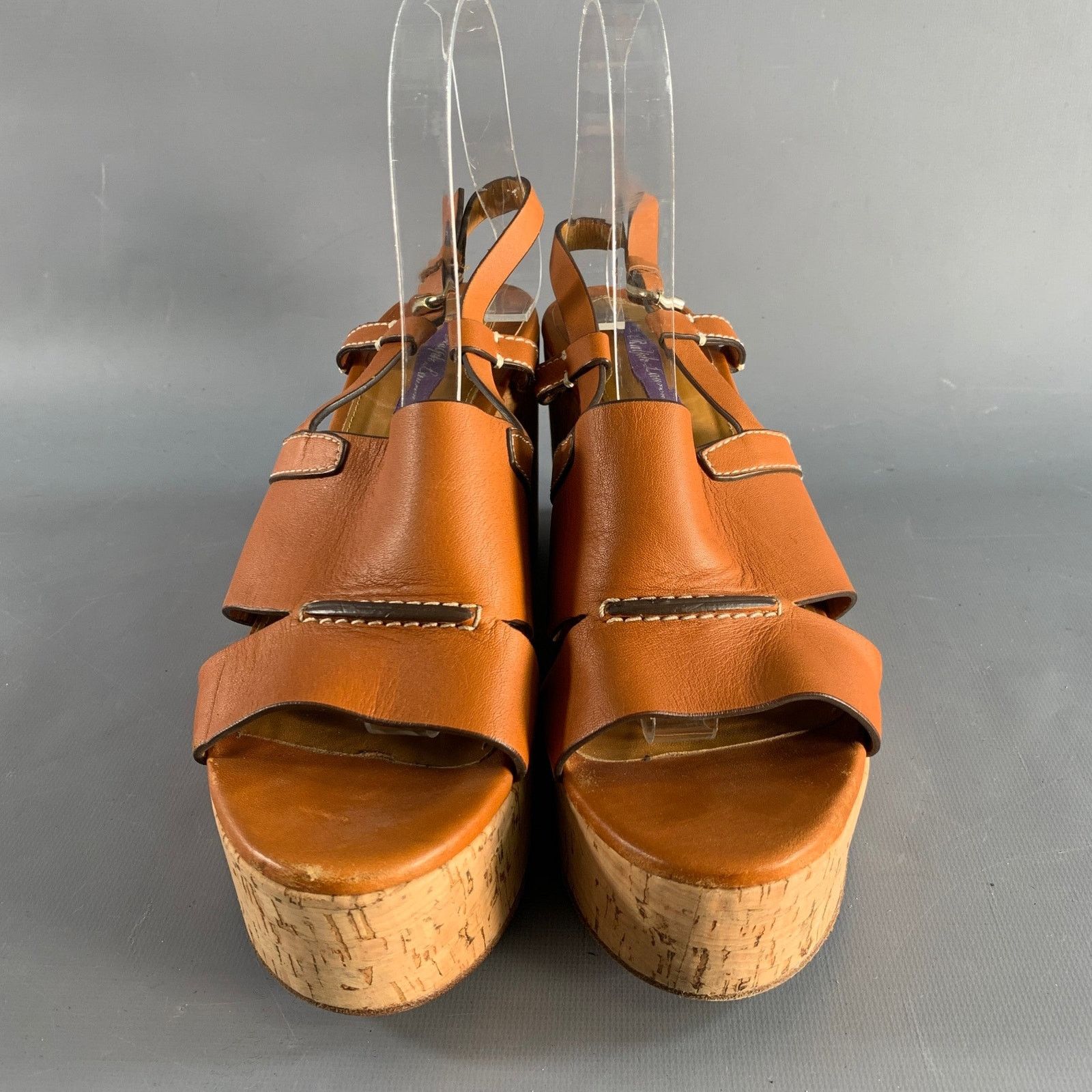Ralph Lauren RALPH LAUREN Size 10 Tan Natural Leather Platform Sandals Size US 10 / IT 40 - 4 Thumbnail
