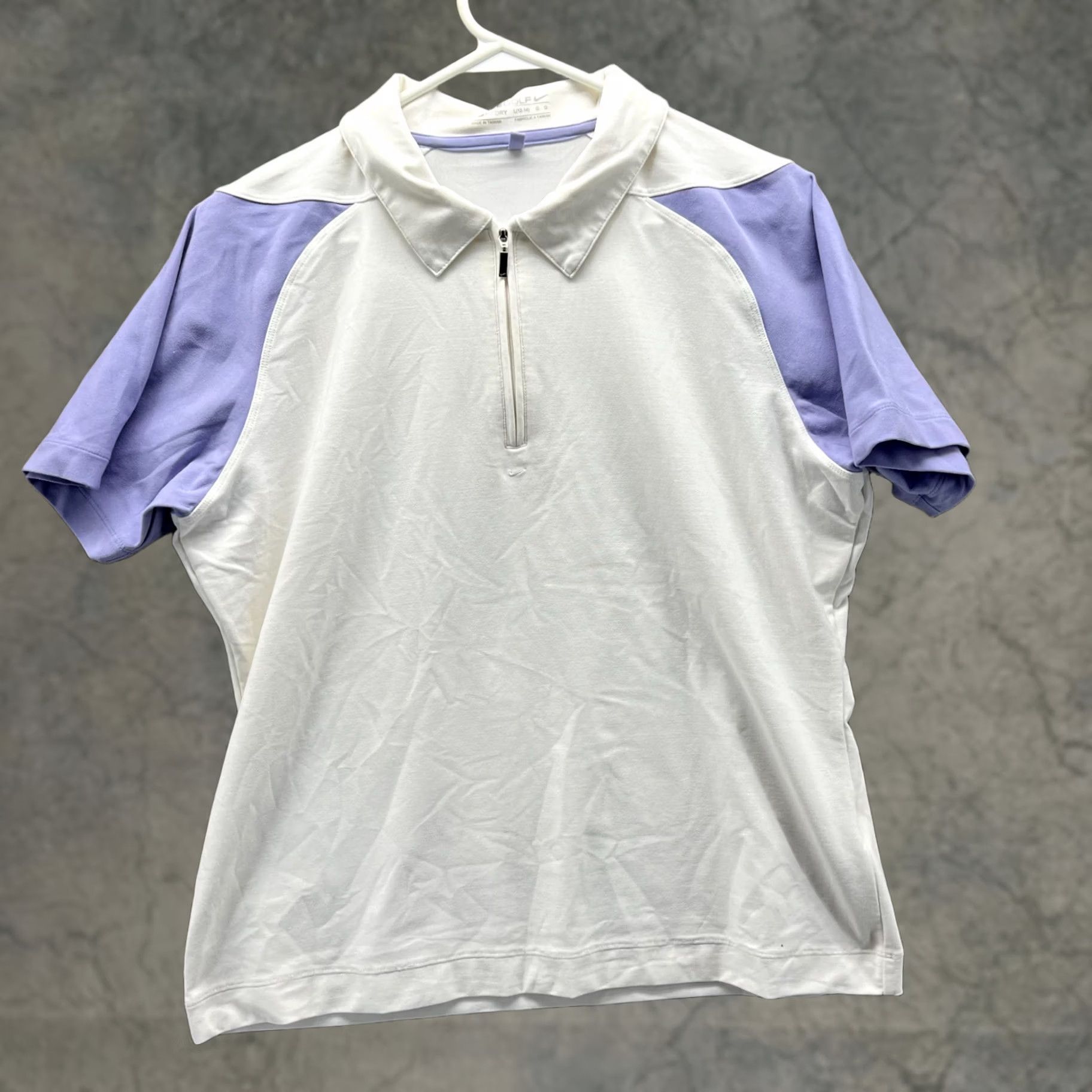 Nike Nike Golf Polo Shirt Women Large White Purple Dri-Fit Quarter Zip Athletic Shirt Size L / US 10 / IT 46 - 1 Thumbnail