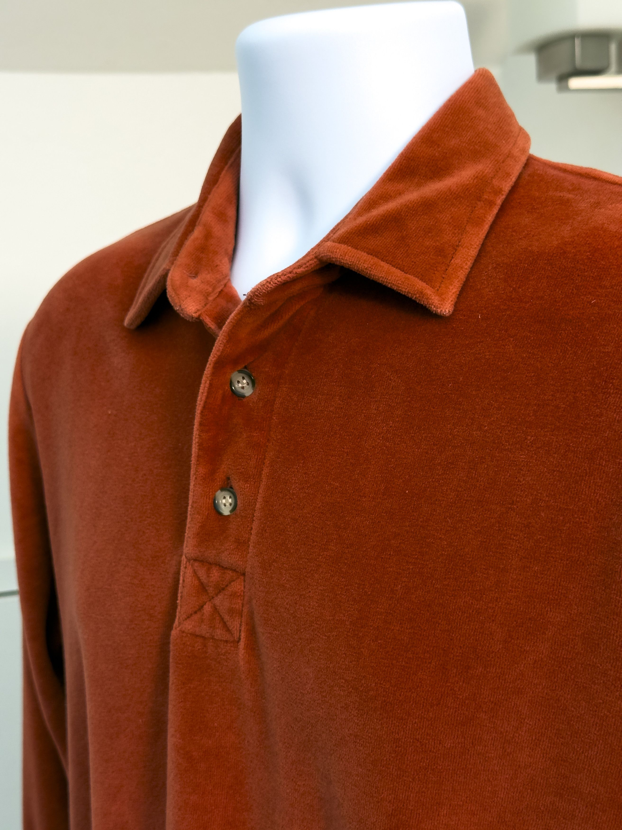 Other Vintage Troy Hill Rust Velour Collared Pullover Sweatshirt Size US M / EU 48-50 / 2 - 2 Thumbnail