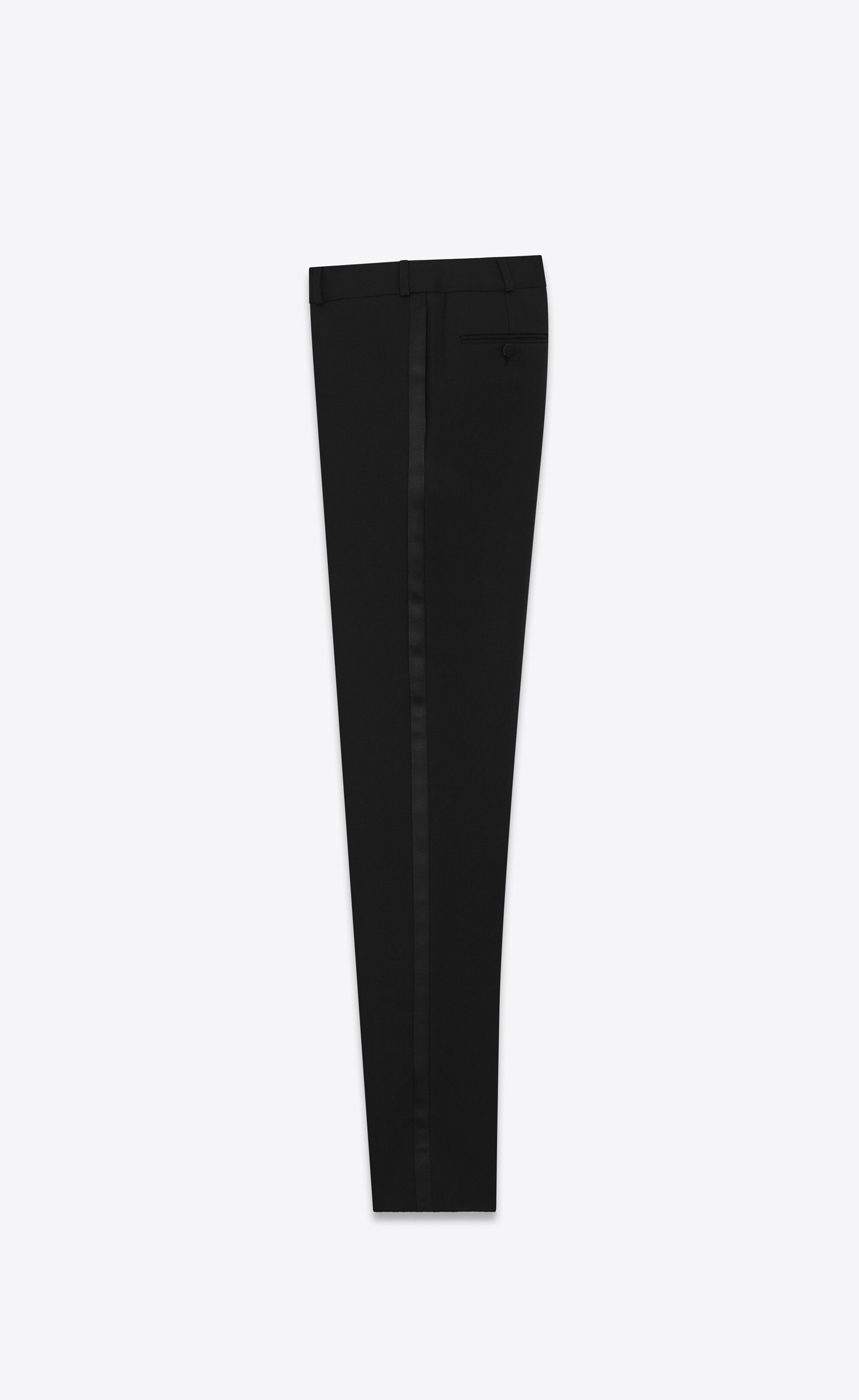 Saint Laurent Paris o1tr1nto0325 Tuxedo Straight Pant In Grain De Poudre Black Size 28" / US 6 / IT 42 - 2 Thumbnail