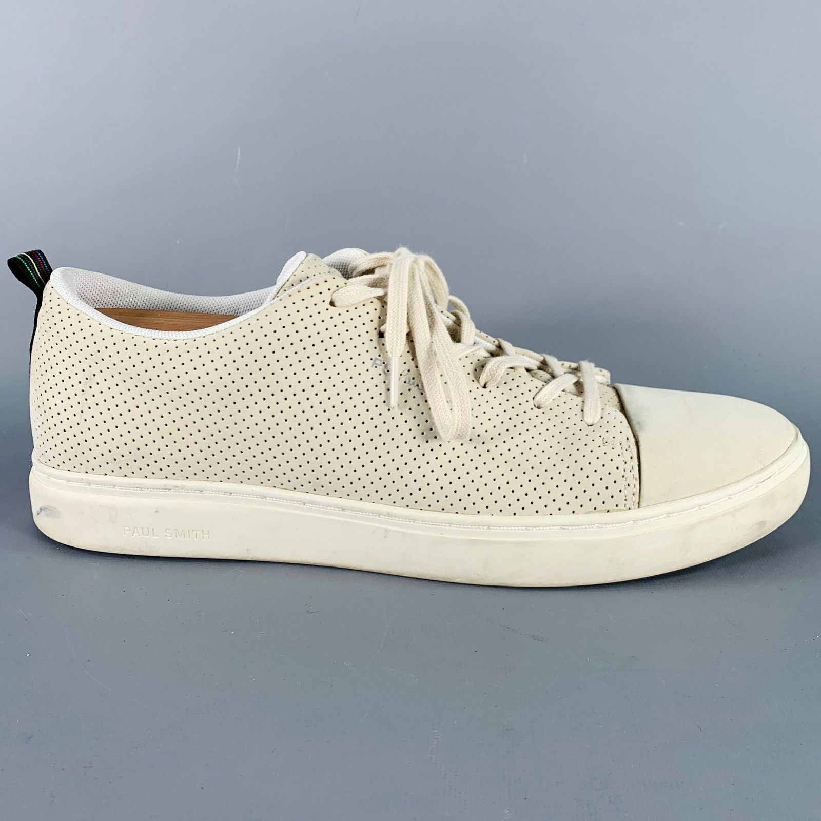 Paul Smith Size 12 Grey Stone Perforated Leather Cap Toe Sneakers Size US 12 / EU 45 - 2 Thumbnail