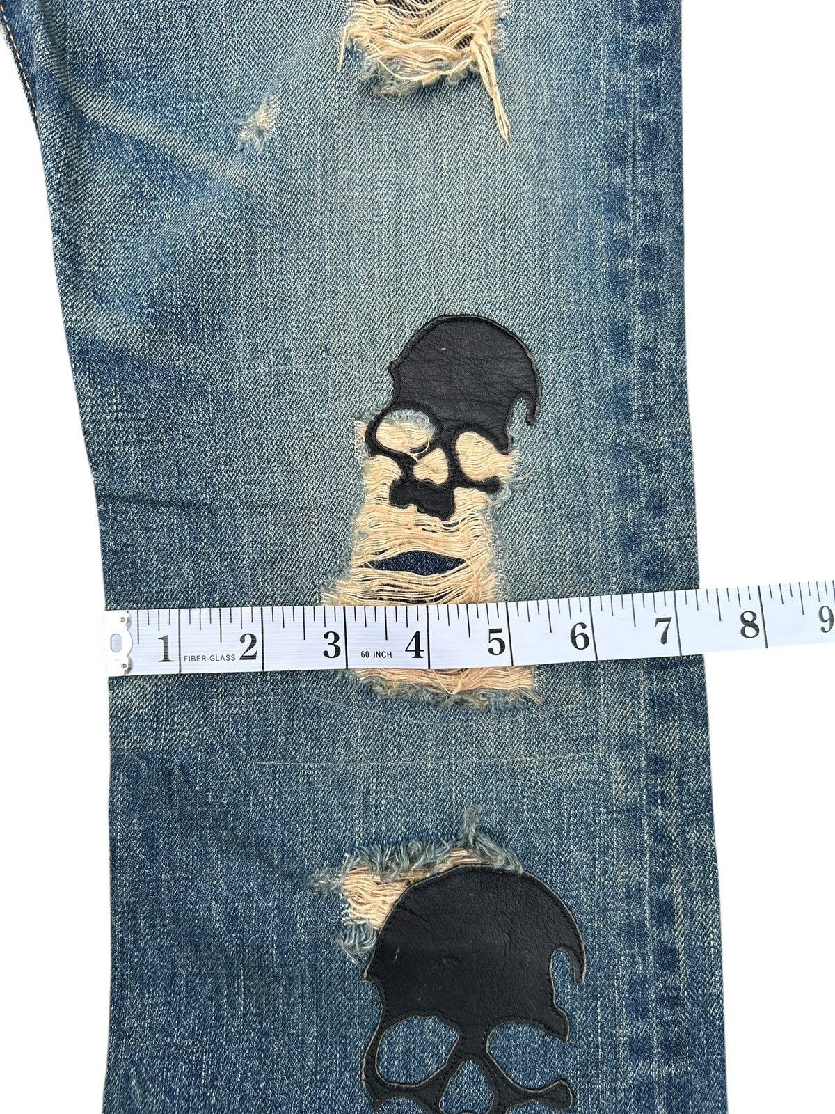 Kapital Flare Skull Stud Muffin Japanese Punk Distressed Denim Jeans Size US 35 - 19 Thumbnail