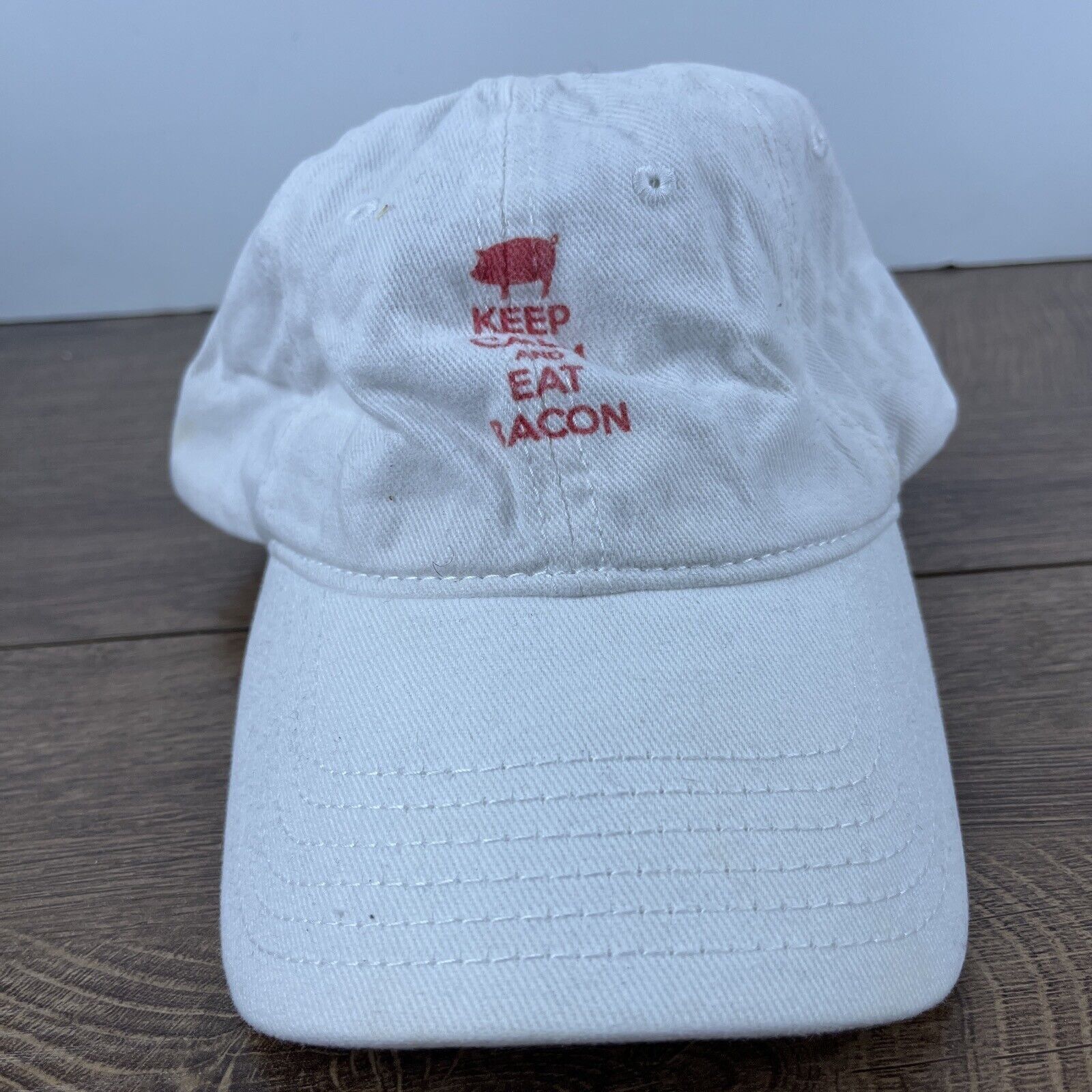 Other Keep Calm Eat Bacon Hat Eat Bacon Hat White Hat Adjustable W Size ONE SIZE - 2 Thumbnail
