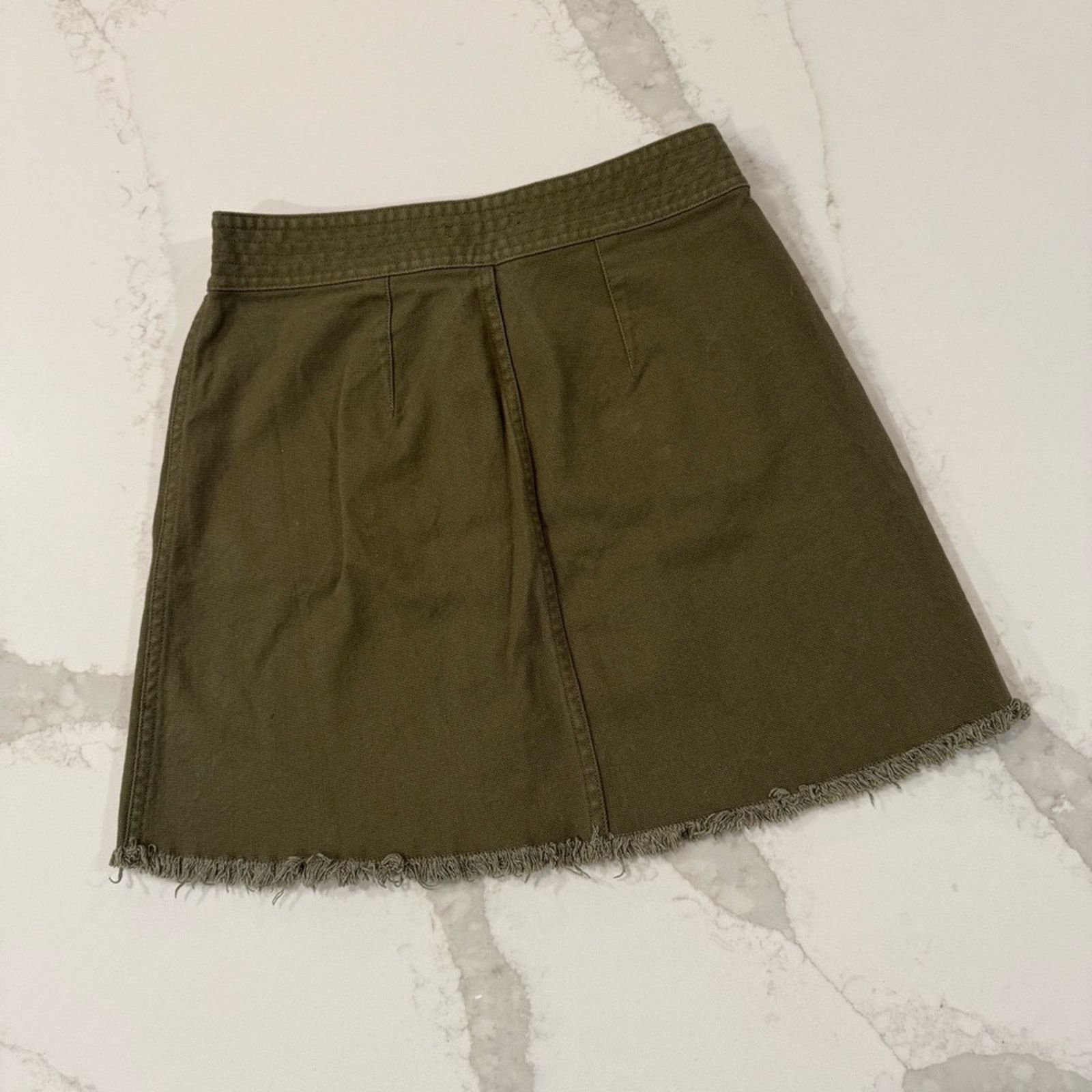 Madewell Madewell Raw-Hem A-Line Mini Skirt Womens 0 Stretch Kale Size 25" / US 0 / IT 36 - 9 Thumbnail