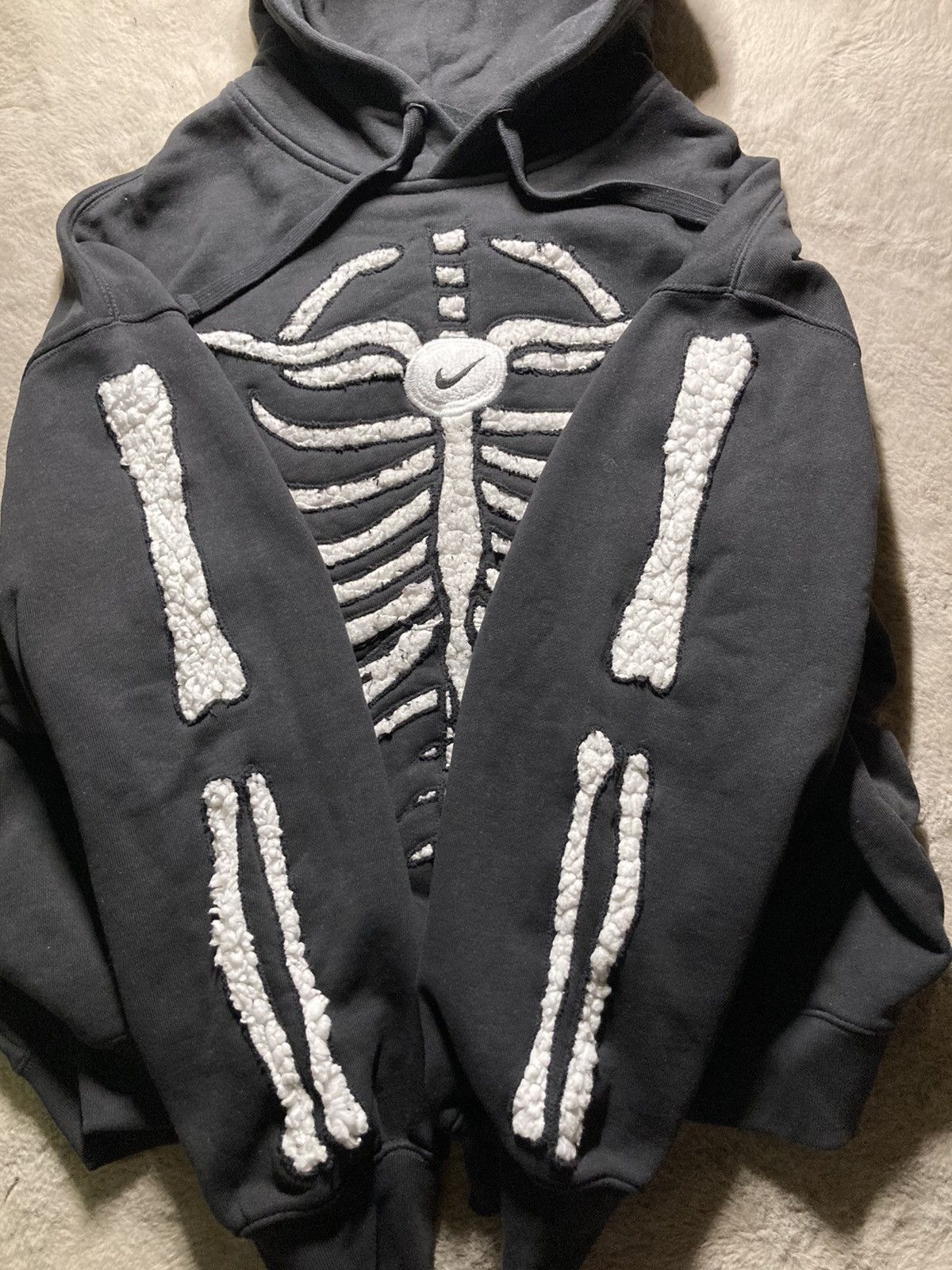 Nike × Vintage ☠️nike skeleton skull custom rare vintage hoodie fleece baggy Size US L / EU 52-54 / 3 - 8 Thumbnail