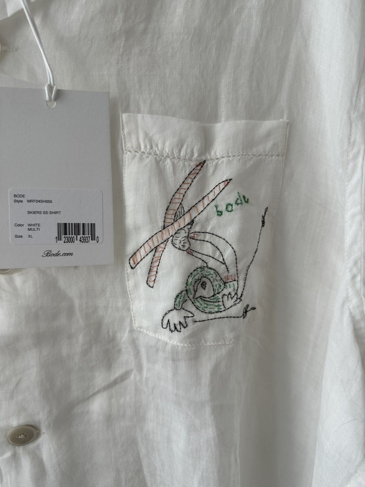 Bode Bode White Linen Skiers Shirt Size US XL / EU 56 / 4 - 3 Thumbnail