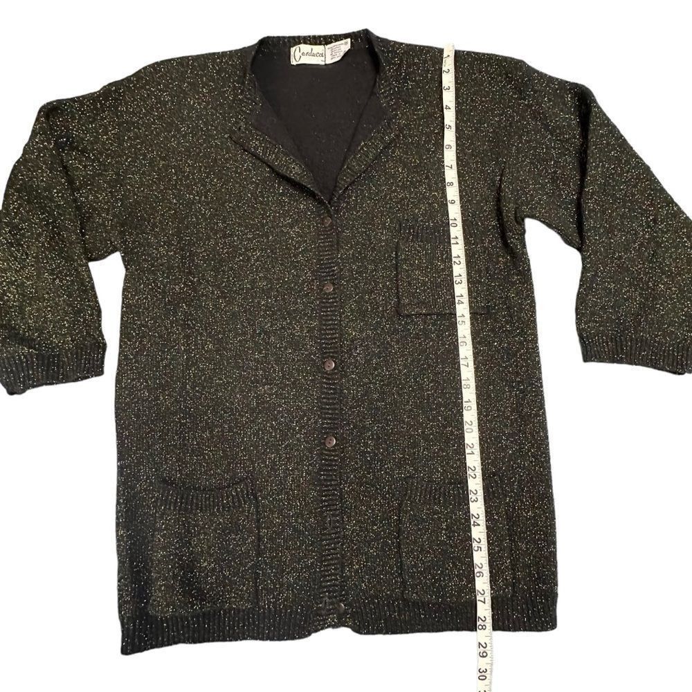 Vintage Vintage 80s Carducci Black Lambswool cardigan with gold and Size M / US 6-8 / IT 42-44 - 6 Thumbnail