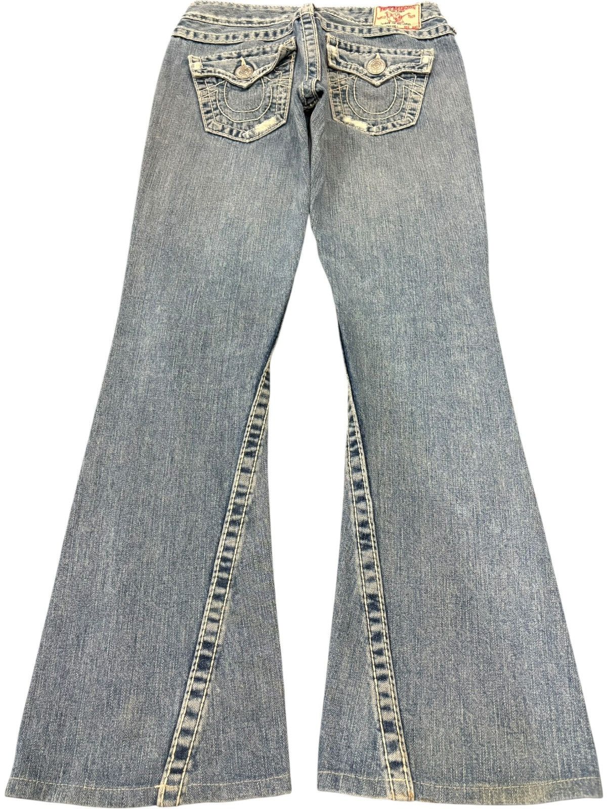True Religion Vintage True Religion Joey Big T Distressed Flare Jeans Size 28" / US 6 / IT 42 - 2 Thumbnail