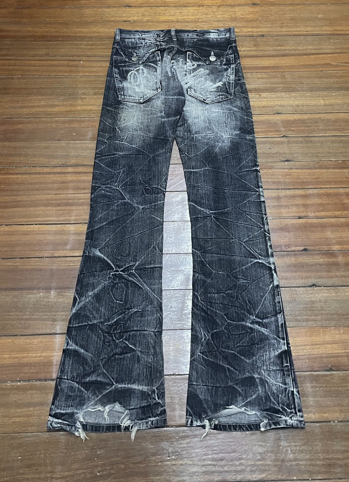 Vintage Rare Design Vintage Mild Life Distressed Flared Jeans 1990s Size US 35 - 2 Thumbnail