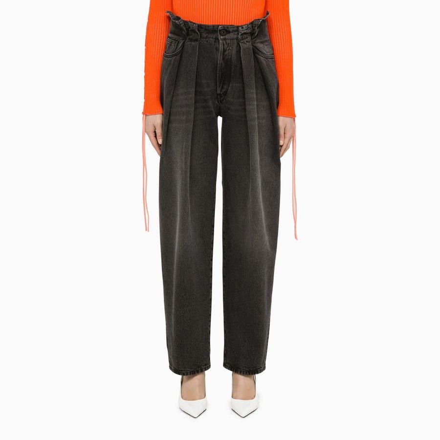 Off-White o1d2blof0924 Washed Balloon Jeans in Black Size 25" / US 0 / IT 36 - 1 Thumbnail