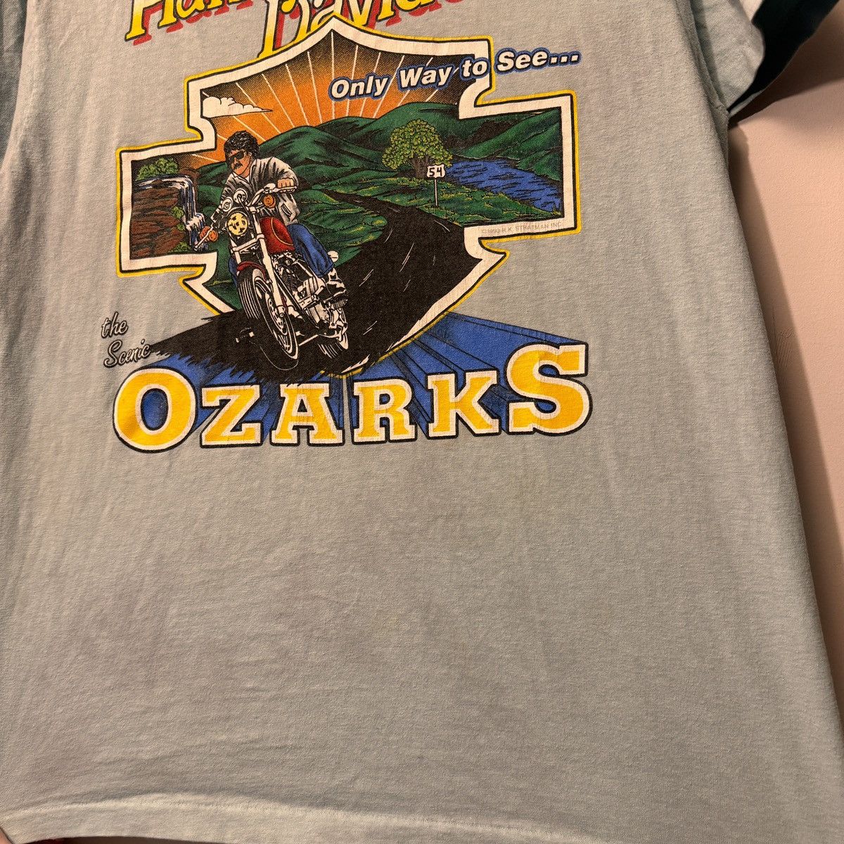 Harley Davidson Vintage 90s Harley Davidson Faded Blue Ozarks Tee Size US L / EU 52-54 / 3 - 10 Thumbnail