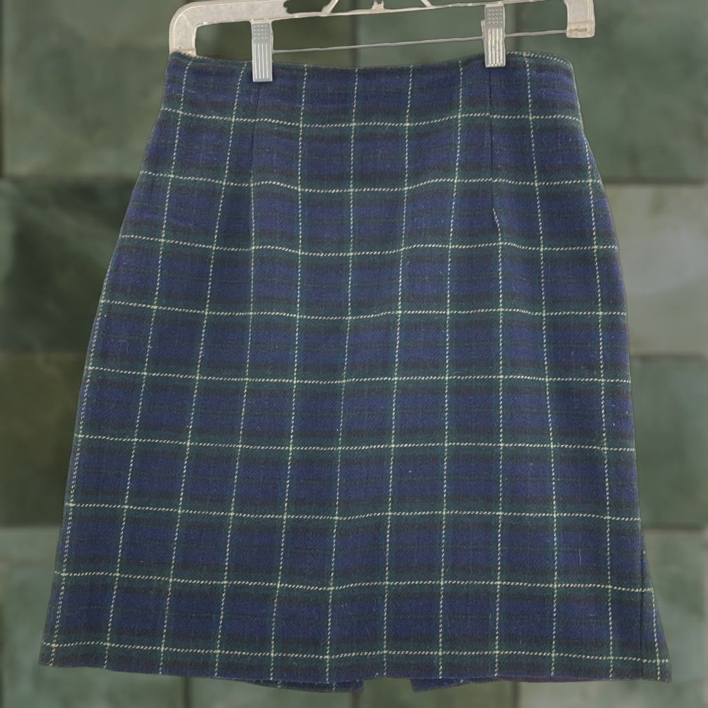 Camel VINTAGE Red Camel Plaid Skirt Womens Size 7 Wool Blend 90s Knee Length Straight Skirt Womens Size 28" / US 6 / IT 42 - 1 Thumbnail