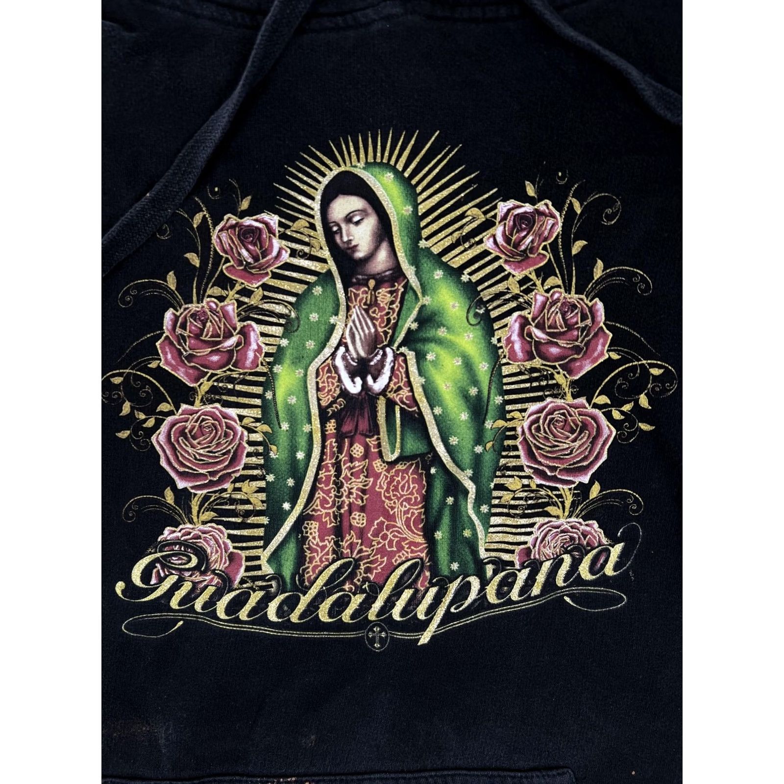 Vintage VINTAGE Virgin de Guadalupe Hoodie Mens XL Black Pullover Fleece Sweatshirt Size US XL / EU 56 / 4 - 3 Thumbnail