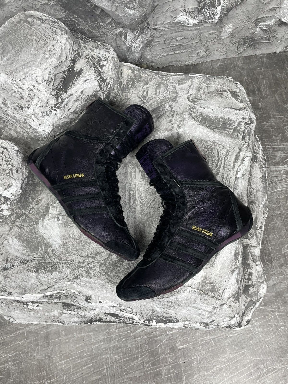 Adidas × Vintage Adidas Silver Streak Vntg Rare Moto Wrestling Box High Shoes Size US 6 / IT 36 - 2 Thumbnail
