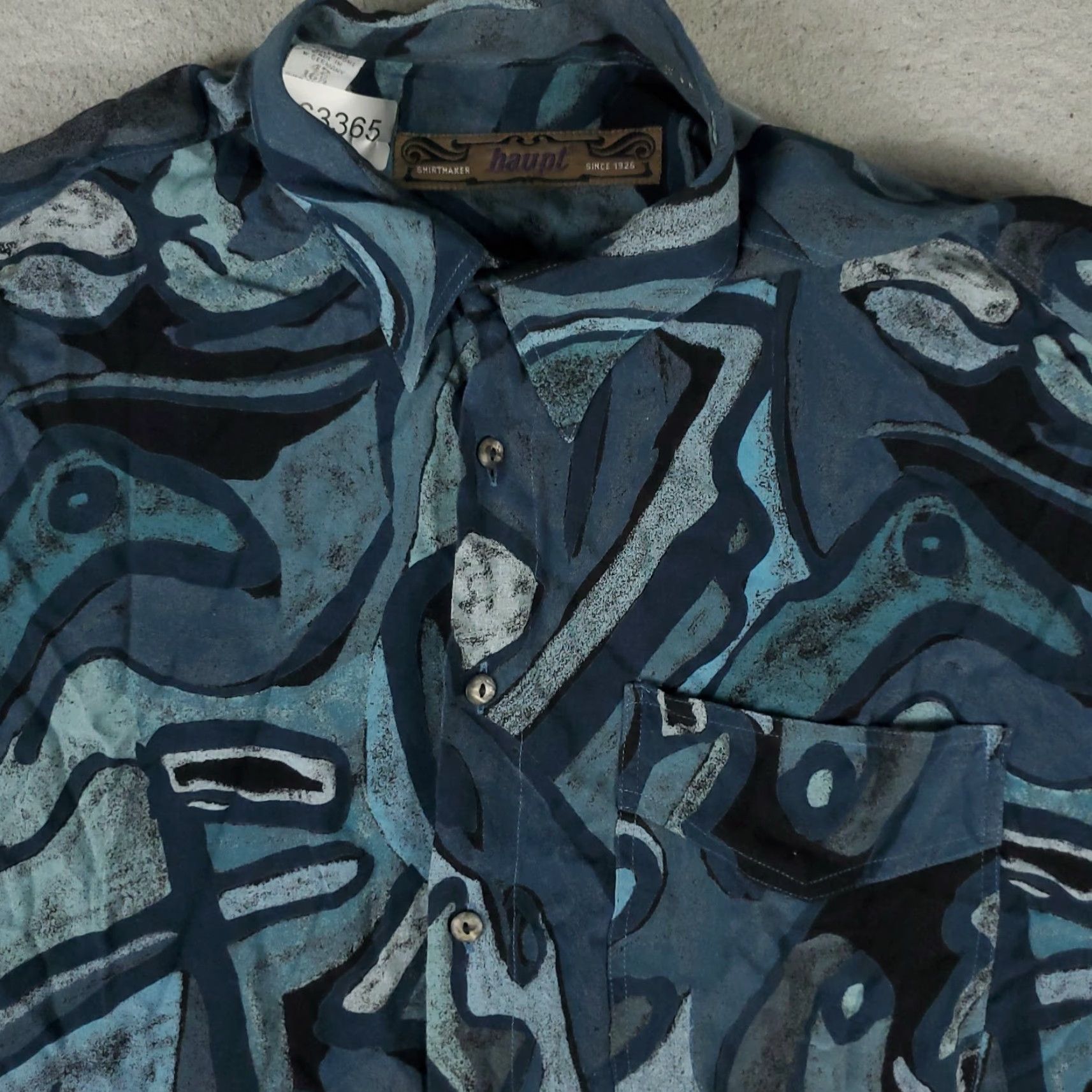 Vintage Haupt Dress Shirt Mens Size 16.5 Blue Geometric Rayon Long Sleeve Button Up Size US L / EU 52-54 / 3 - 2 Thumbnail