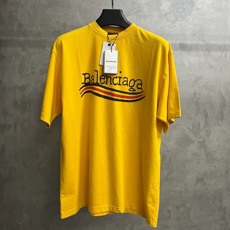 Balenciaga Balenciaga Yellow wave cola print logo short sleeve Size US S / EU 44-46 / 1 - 1 Thumbnail