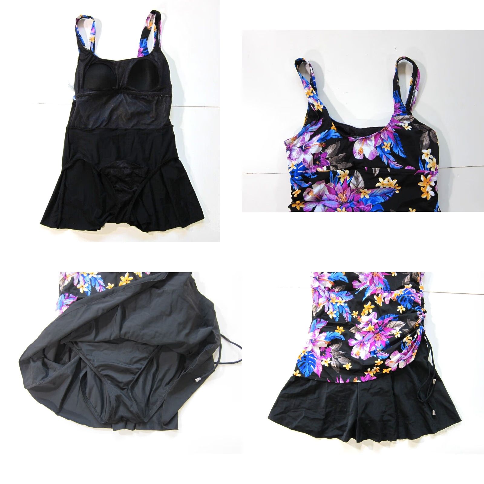 Vintage VINTAGE Rose Marie Reid Black Oceanic Floral One Piece Swim Dress Medium Size M / US 6-8 / IT 42-44 - 8 Thumbnail