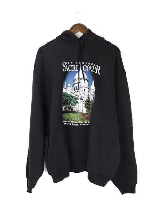 image of Balenciaga Hoodie With Notre-Dame Print in Black, Men's (Size Small)