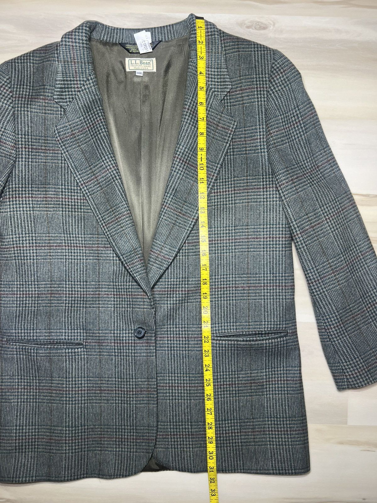 Designer × L.L. Bean × Vintage VTG LL Bean Blazer Cashmere Wool Houndstooth Plaid Size 14R Size XL / US 12-14 / IT 48-50 - 8 Thumbnail