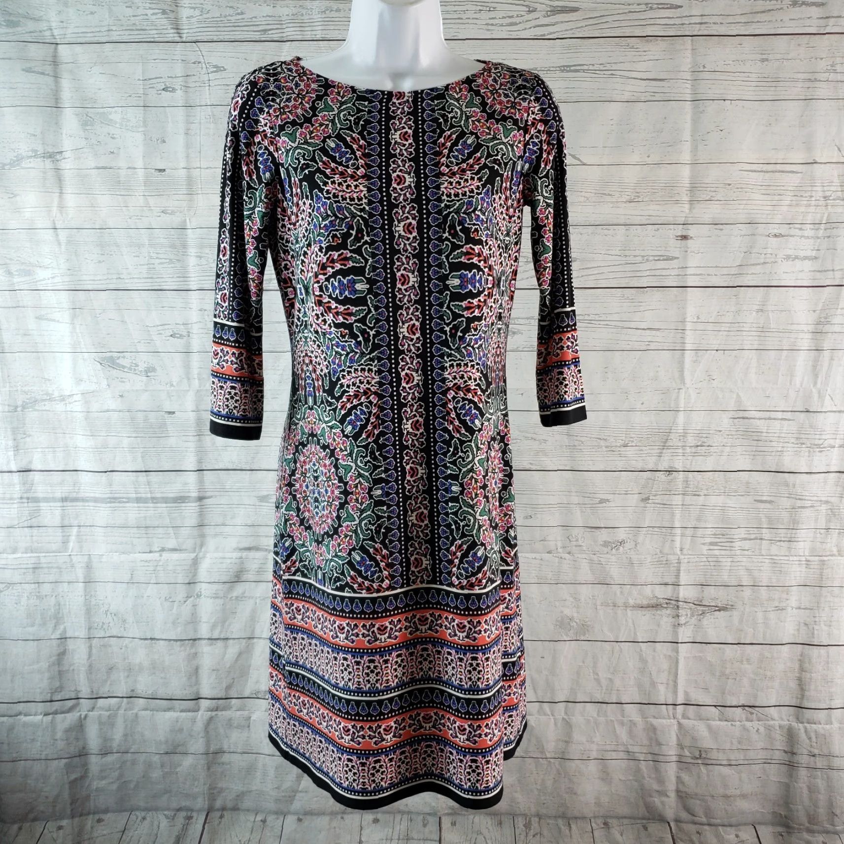 Pinko Wisp Dress 4P Black Pink 3/4 Sleeve Shift Womens Short Vintage No (adjust to rules) Size S / US 4 / IT 40 - 2 Thumbnail