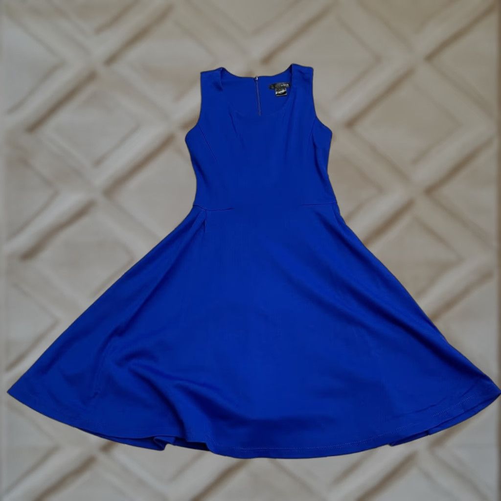 AQUA Aqua Dress Womens Small Blue Knit Sleeveless Round Neck Midi A-Line Zip Logo Size S / US 4 / IT 40 - 1 Thumbnail