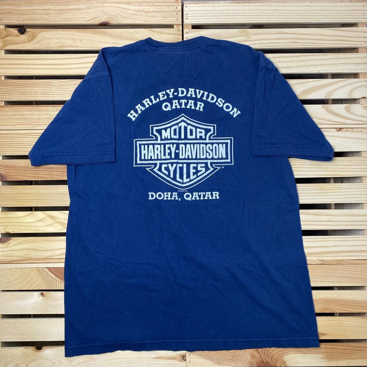 Harley Davidson Vintage Harley Davidson Qatar 2005 Blue Biker Tee Size XL Size US XL / EU 56 / 4 - 2 Thumbnail