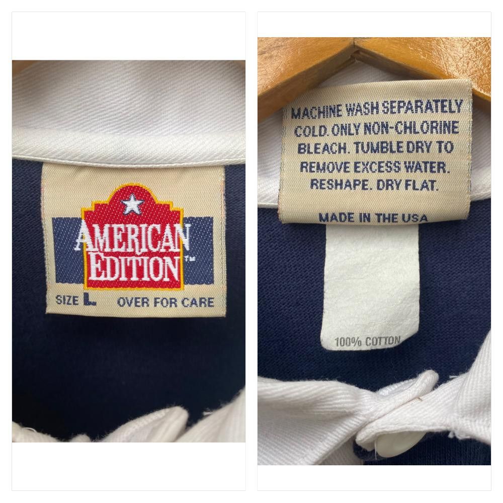Vintage VINTAGE POLO SHIRT AMERICAN FLAG LARGE PULLOVER Size US L / EU 52-54 / 3 - 4 Thumbnail