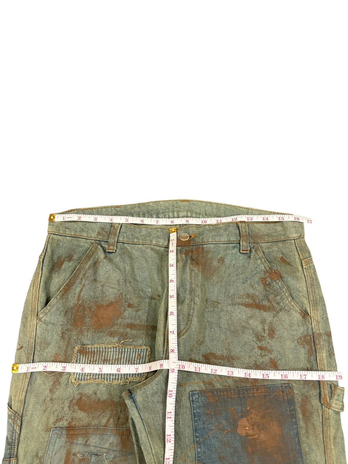 Japanese Brand Vintage Japanese Rusty Painted Patch Flare Jeans Size US 33 - 12 Thumbnail