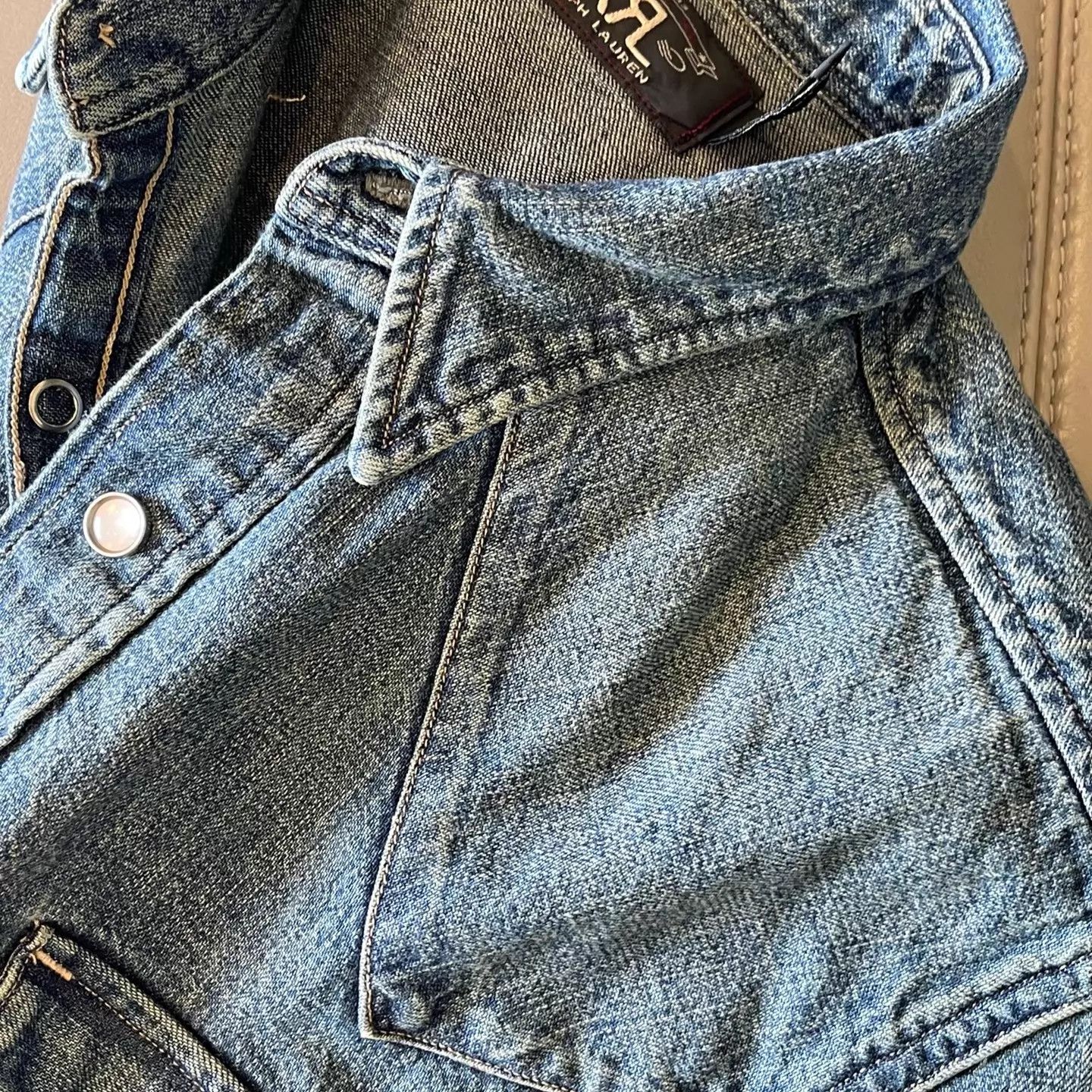 RRL Ralph Lauren RRL Thick Denim Shirt Nat Wash Bull Silver Snap S Size US S / EU 44-46 / 1 - 7 Thumbnail
