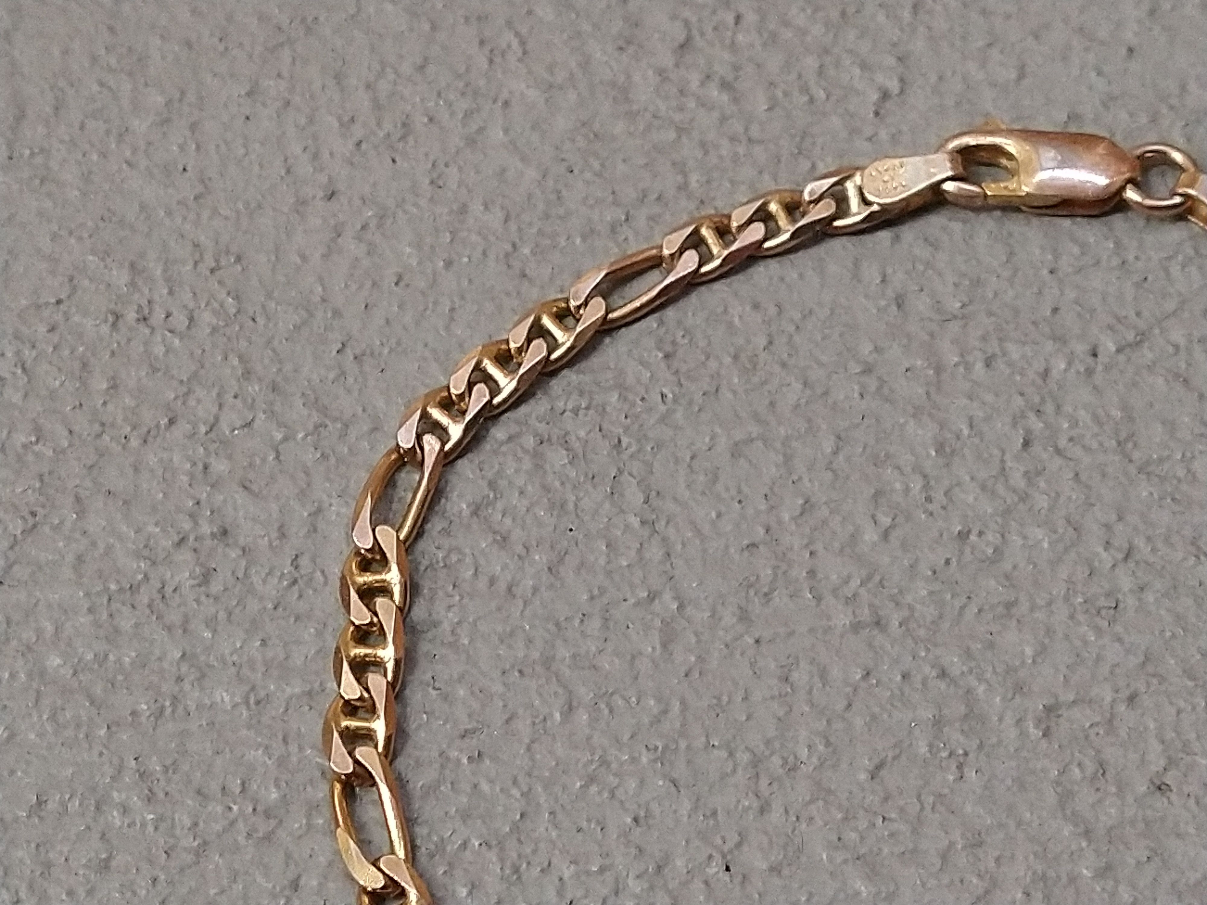 Jewelry Vintage Sterling Silver Bracelet Figaro Mariner 8" Gold Tone Size ONE SIZE - 2 Thumbnail